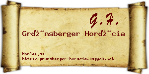 Grünsberger Horácia névjegykártya